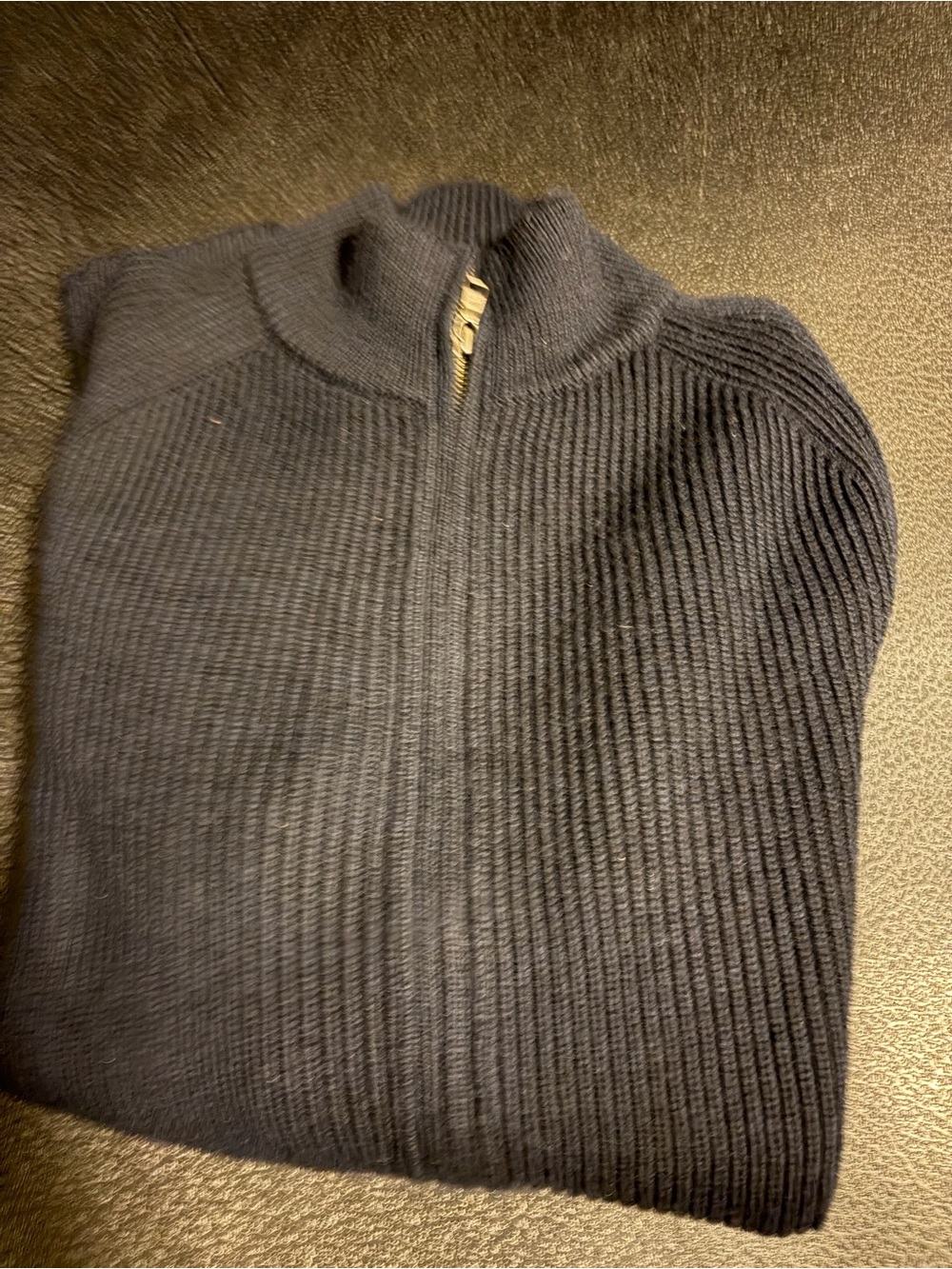 Men's Navy Ribbed Full Zip Sweater